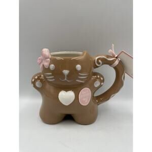 Peppermint And Pine Gingerbread Cat Holiday Figural Mug Christmas 2025 NEW